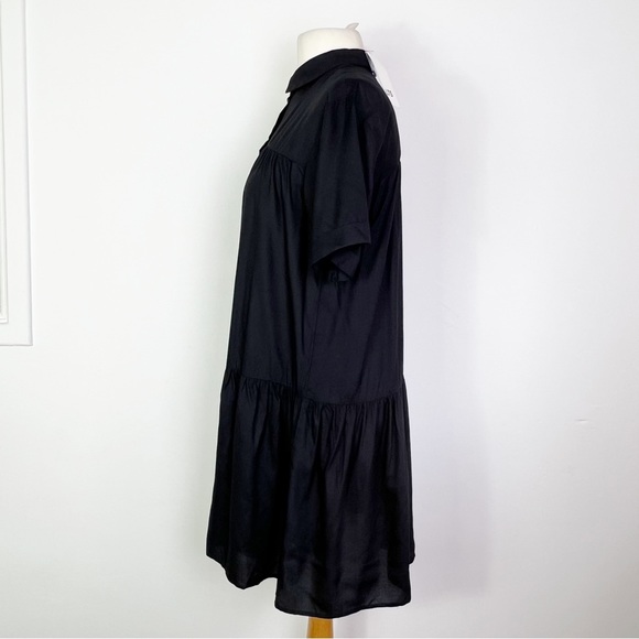 Long Tall Sally Black Short Sleeve Tiered Buffet Button Front Dress UK Size 12 - Picture 4 of 7